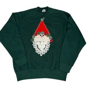Vintage handmade Santa Claus Christmas sweater sweatshirt size large unisex